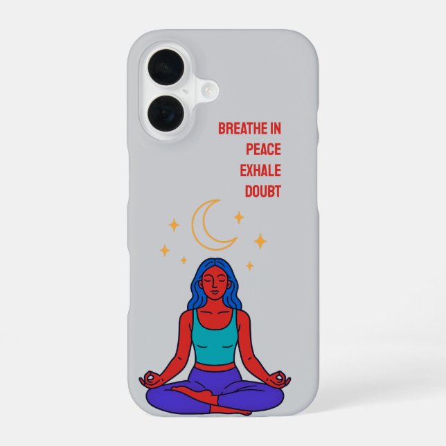 Minimalist Moon Meditation iPhone 16 Case (Back)