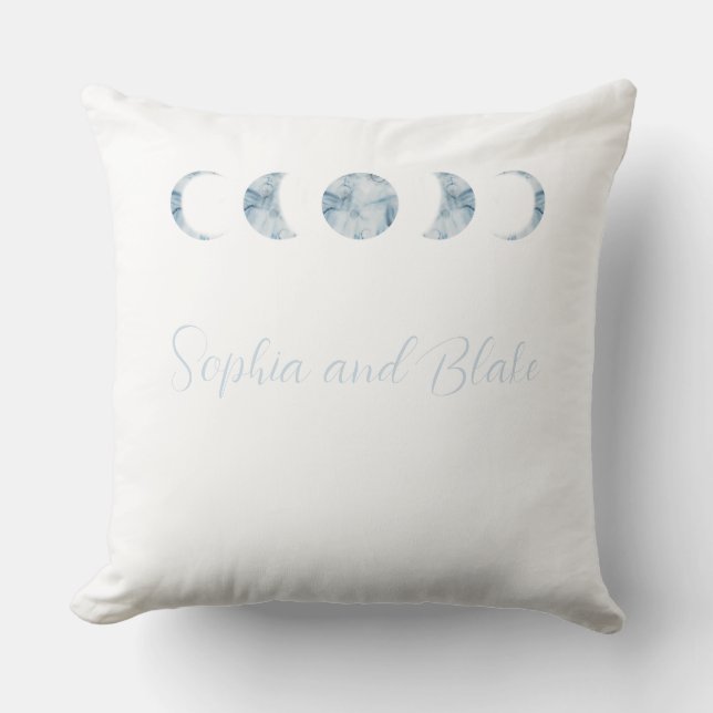 Minimalist Moon Phases Celestial Throw Pillow (Front)