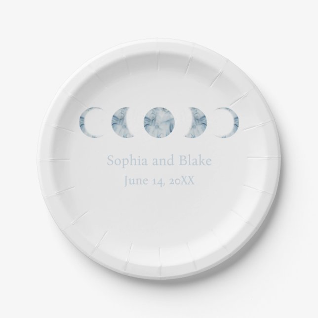 Minimalist Moon Phases Celestial Wedding Paper Plate (Front)