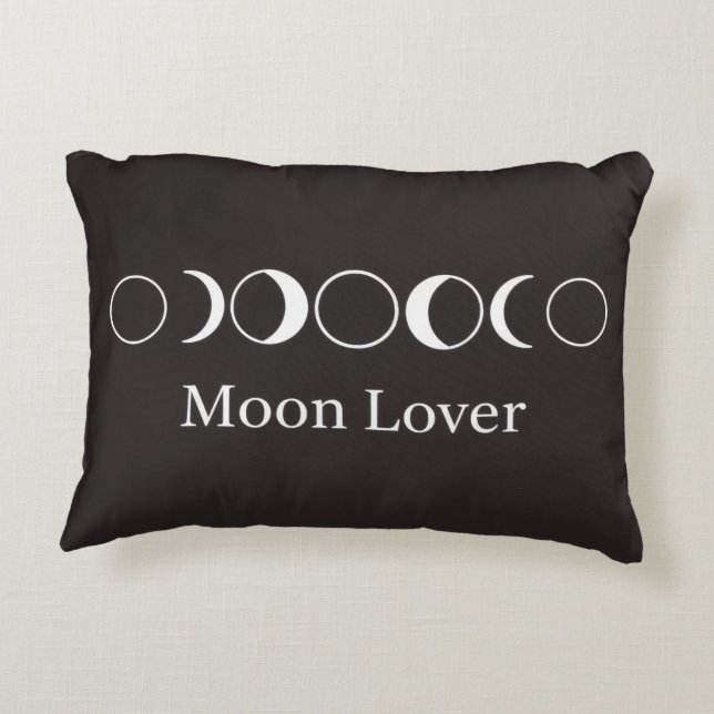 Minimalist Moon Phases Lunar Lover Aesthetic Throw Accent Pillow (Back)
