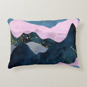 Minimalist Moon Stars Celestial Mountain Valley Accent Pillow