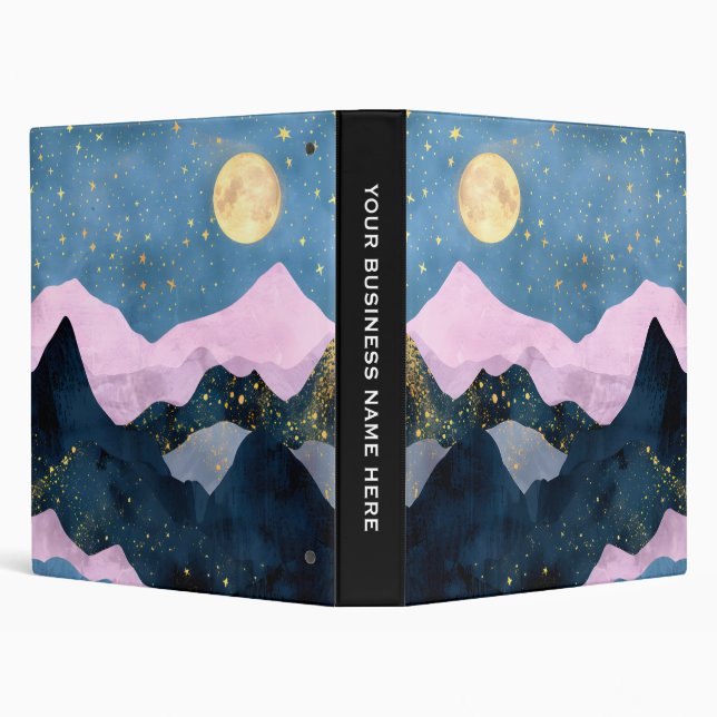 Minimalist Moon Stars Celestial Mountain Valley Binder (Background)