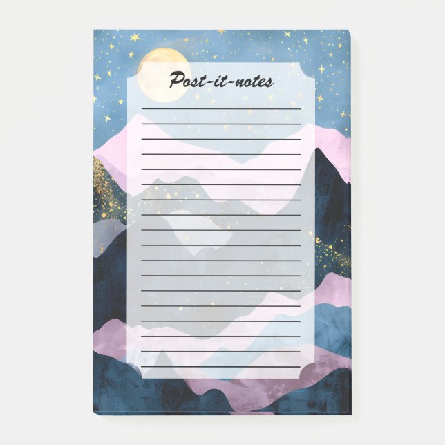 Minimalist Moon Stars Celestial Mountain Valley Post-it Notes (Front)