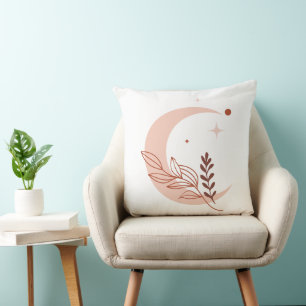 Minimalist Moon & Stars Throw Pillow