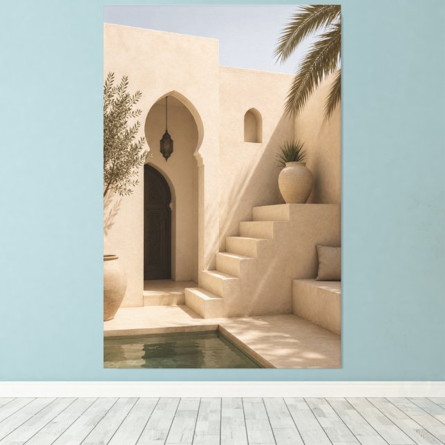 Minimalist Moroccan Riad Canvas Print  (Insitu(Wood Floor))
