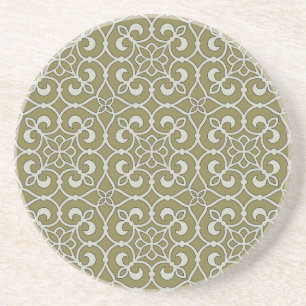 Minimalist Moroccan Scroll Ornate Decor Pattern Coaster