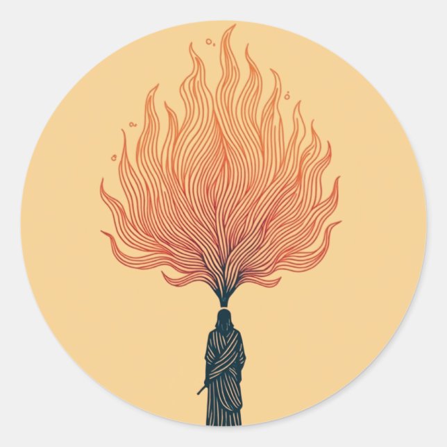 Minimalist Moses and the Burning Bush Sticker (Devant)