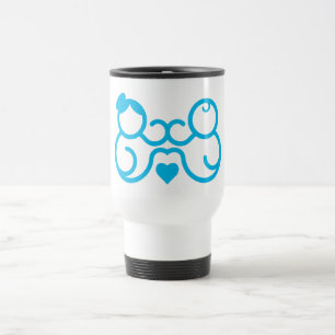Minimalist Mother and Baby Heart Line Art Gift Travel Mug