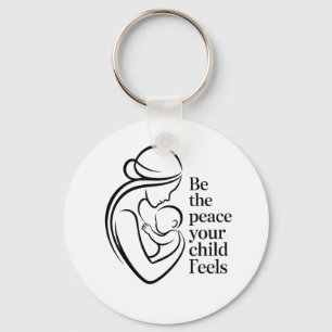 Minimalist Mother Baby Line Art Quote Keychain
