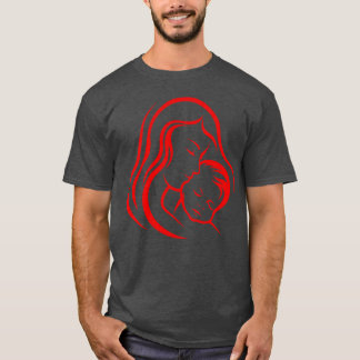 Minimalist Mother Child Heartfelt Line Art girl T-Shirt