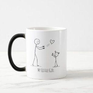 Minimalist Mother & Daughter Stick Figure Art Magic Mug