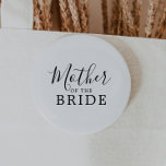 Minimalist Mother of the Bride Bridal Shower 2 Inch Round Button<br><div class="desc">This minimalist mother of the bride bridal shower button is perfect for a simple wedding shower. The modern romantic design features classic black and white typography paired with a rustic yet elegant calligraphy with vintage hand lettered style. Customizable in any colour. Keep the design simple and elegant, as is, or...</div>