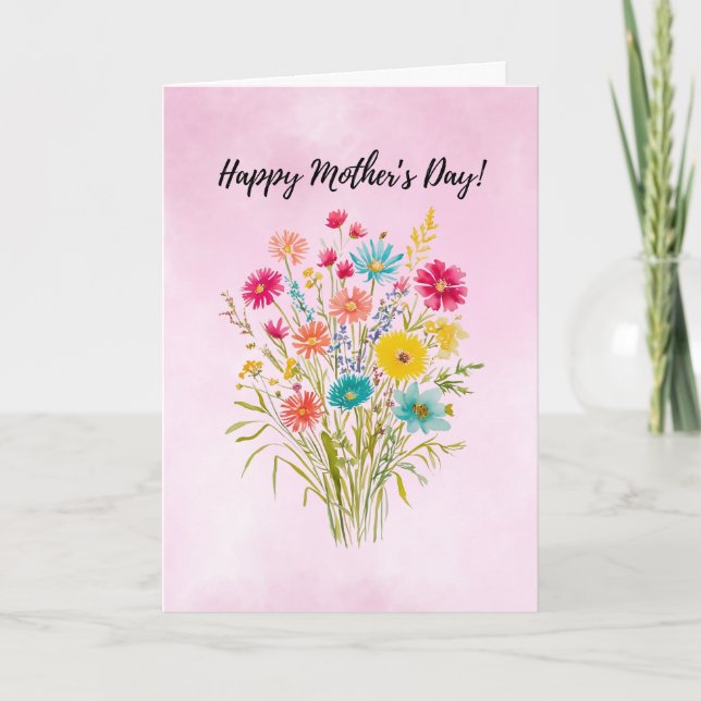 Minimalist mother's day card Floral birthday  (Front)