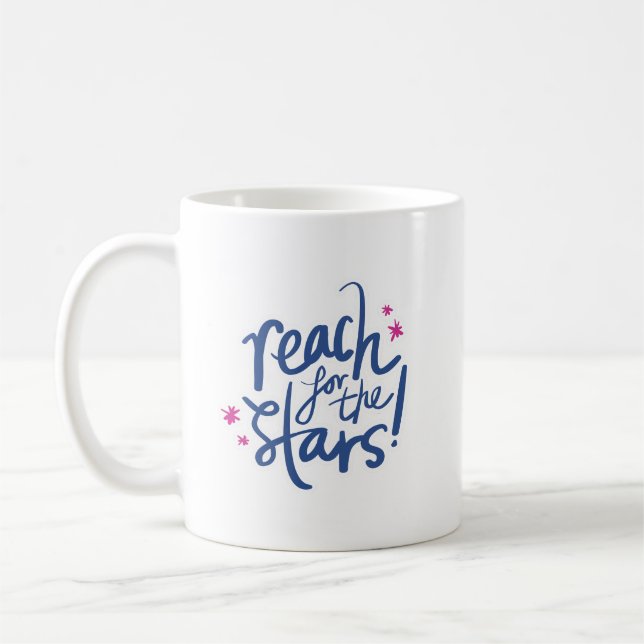 Minimalist Motivation Reach for the Stars Lively Coffee Mug (Left)
