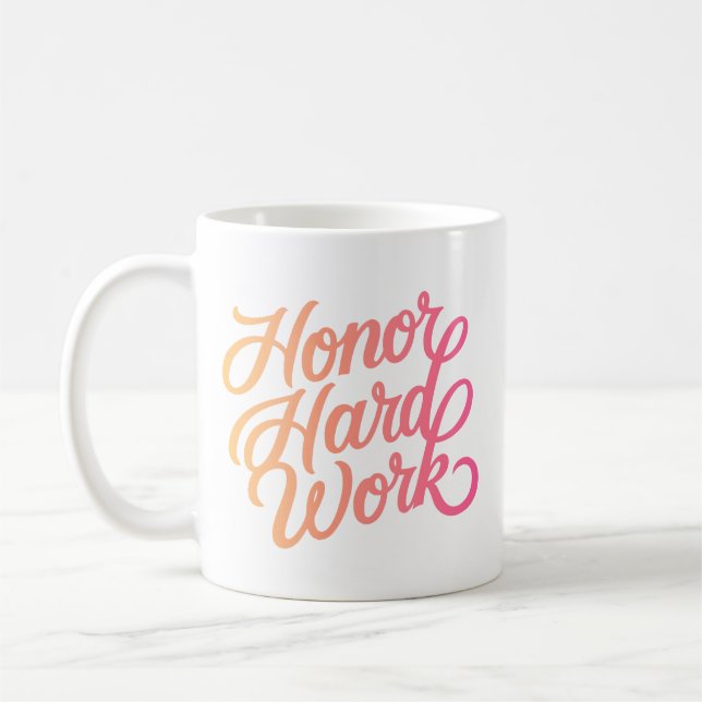 Minimalist Motivational Hard Work Gradient Modern Coffee Mug (Left)