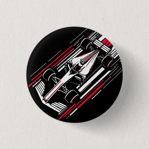 Minimalist Motorsport Formula Race Car Speed Lines 1 Inch Round Button