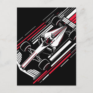 Minimalist Motorsport Formula Race Car Speed Lines Announcement Postcard