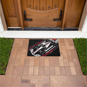 Minimalist Motorsport Formula Race Car Speed Lines Doormat