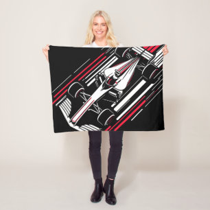 Minimalist Motorsport Formula Race Car Speed Lines Fleece Blanket