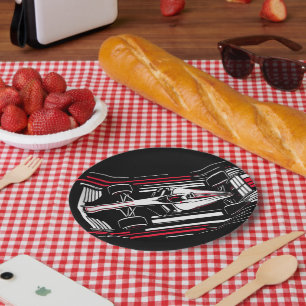 Minimalist Motorsport Formula Race Car Speed Lines Paper Plate