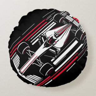 Minimalist Motorsport Formula Race Car Speed Lines Round Pillow