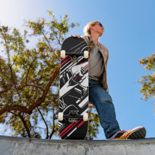 Minimalist Motorsport Formula Race Car Speed Lines Skateboard