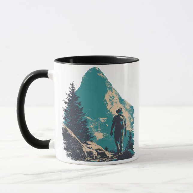 Minimalist Mountain Backpacker Graphic - Alpin Mug (Left)