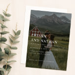 Minimalist Mountain Destination Photo Wedding Invitation<br><div class="desc">Celebrate your special day with our Minimalist Mountain Destination Photo Wedding Invitation. Perfect for a mountain destination wedding, this romantic card features a beautiful photo overlay with modern elegant typography. The simple yet vintage design is ideal for a rustic fall wedding, while the clear, transparent double-sided format adds a touch...</div>