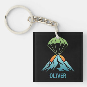 Minimalist Mountain Parachute Logo Keychain
