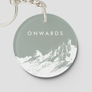 Minimalist Mountain Rustic Hiking Adventure Green Keychain