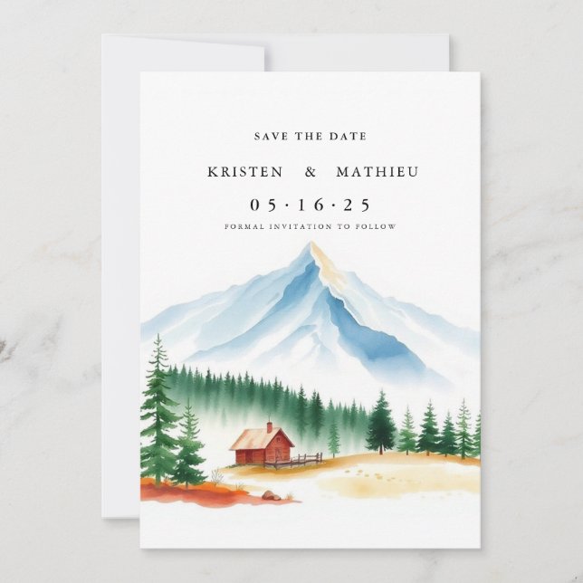 Minimalist Mountain Save The Date (Front)