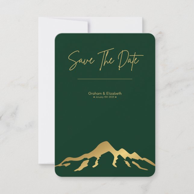 Minimalist mountain Save the Date invitation (Front)