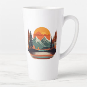 Minimalist Mountain Scene Latte Mug - 17 oz