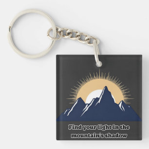 Minimalist Mountain & Sunburst Design  Keychain