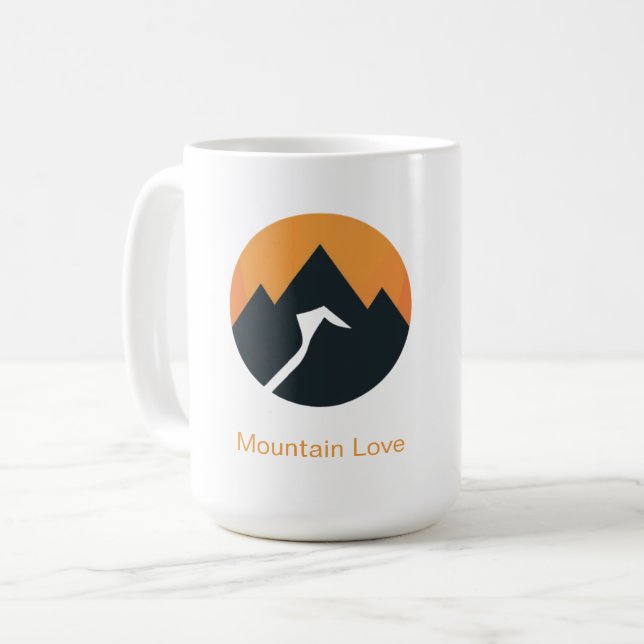 Minimalist Mountain Sunset Design Coffee Mug (Front Left)