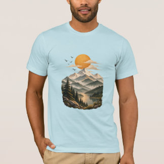 Minimalist Mountain Sunset Nature T-Shirt