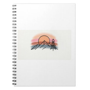 Minimalist Mountain Sunset - Retro Nature Art Desi Notebook