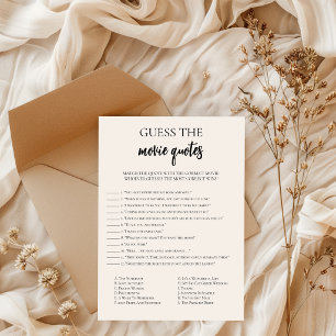 Minimalist Movie Quotes Bridal Shower Game Card