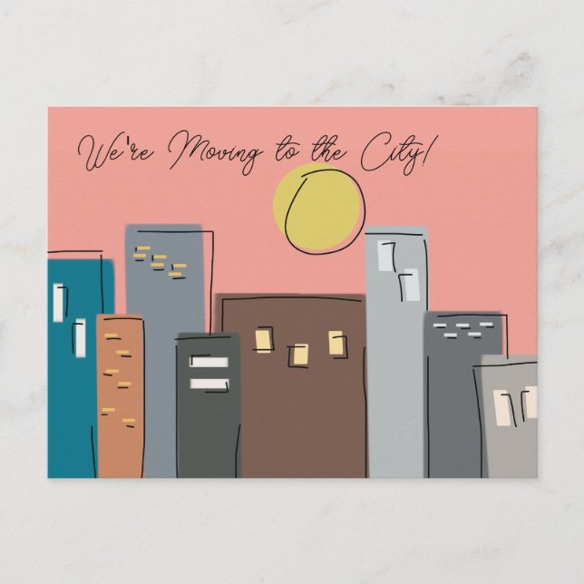 Minimalist Moving to the City Urban Artwork  Postcard (Front)
