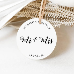 Minimalist Mr Mrs Monogram Wedding Thank you Classic Round Sticker
