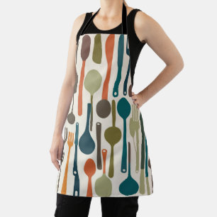 Minimalist multi colour kitchen utensil silhouette apron