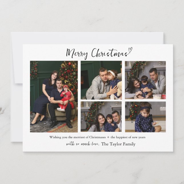 Minimalist Multi Photo Family Christmas Card (Front)