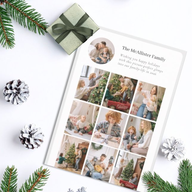 Minimalist Multi-Photo Holiday Card Nine Grid (Picture-perfect minimalist photo card for sharing your "top nine of the year" with friends + family)