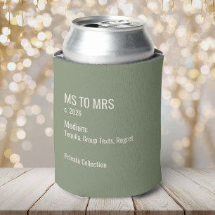 Minimalist Museum Label Bachelorette Party Favor Can Cooler