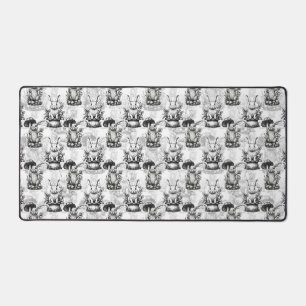 Minimalist Mushroom Rabbit Pattern Design  Desk Mat