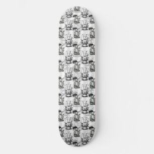 Minimalist Mushroom Rabbit Pattern Design Skateboard