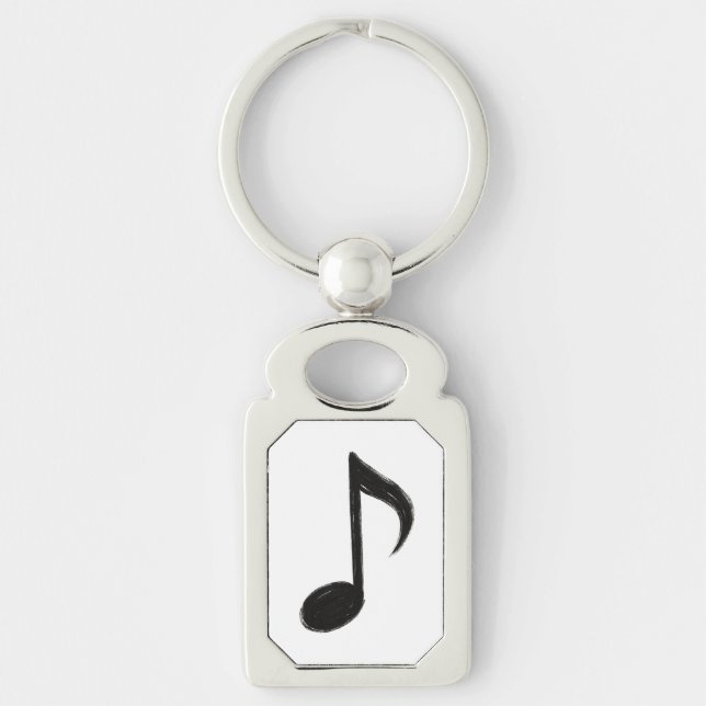Minimalist Musical Note – Ink Brush Style on  Keychain (Front)