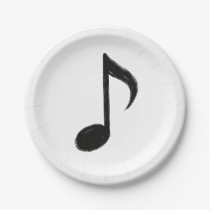 Minimalist Musical Note – Ink Brush Style on  Paper Plate