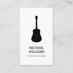 Minimalist Musician Acoustic Guitar Business Card