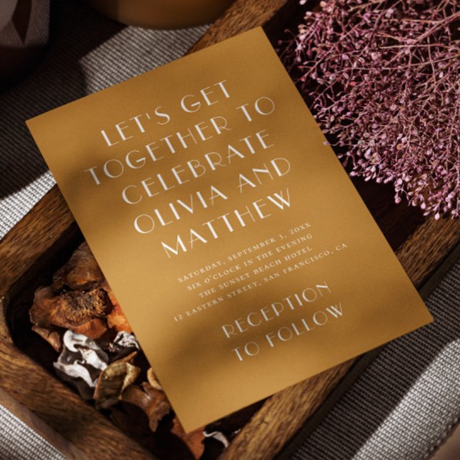 Minimalist Mustard Brown Fall Wedding | Photo & QR Invitation (Creator Uploaded)